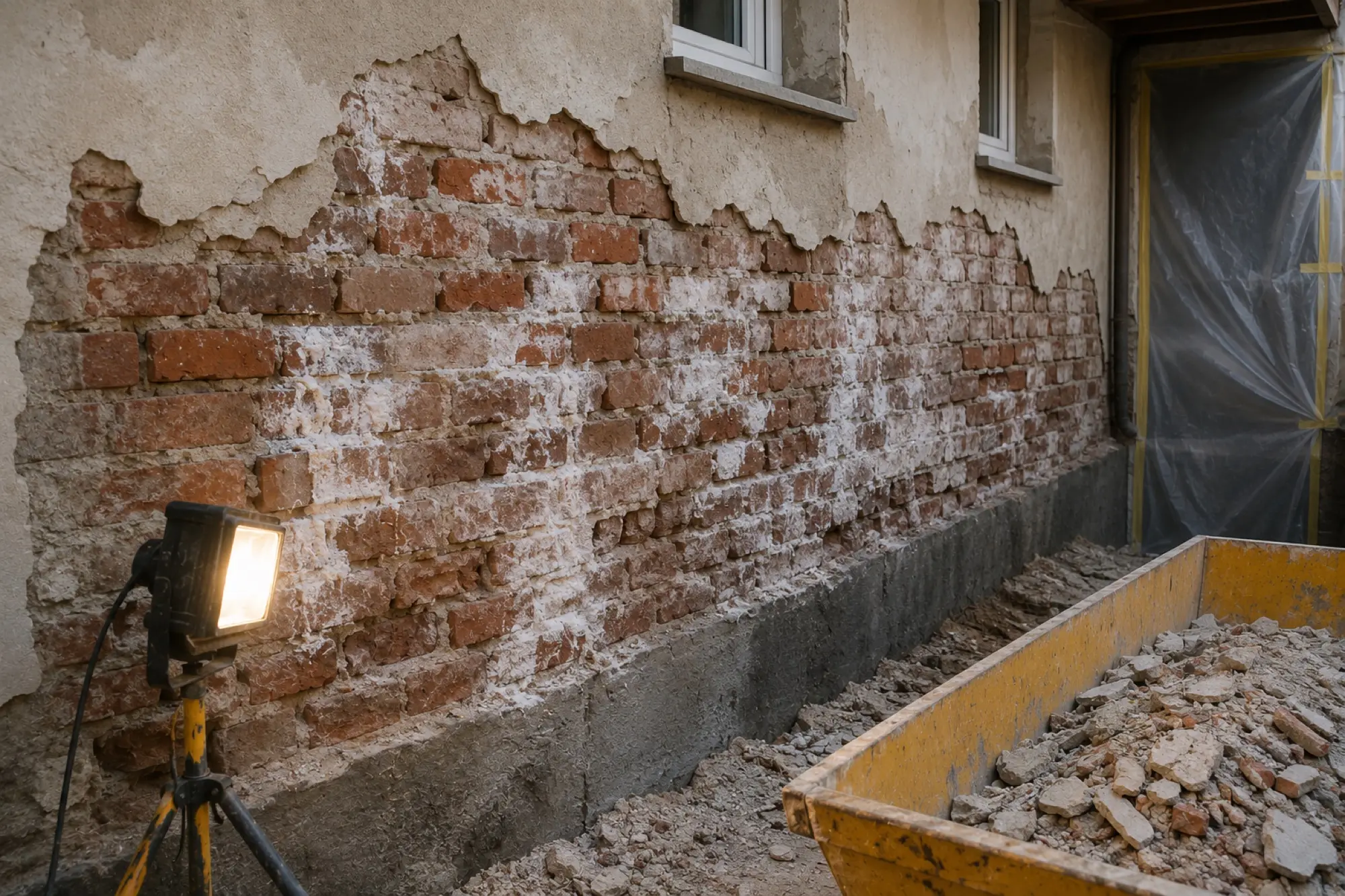 Sanierung von kontaminiertem Mauerwerk – KI-generiert