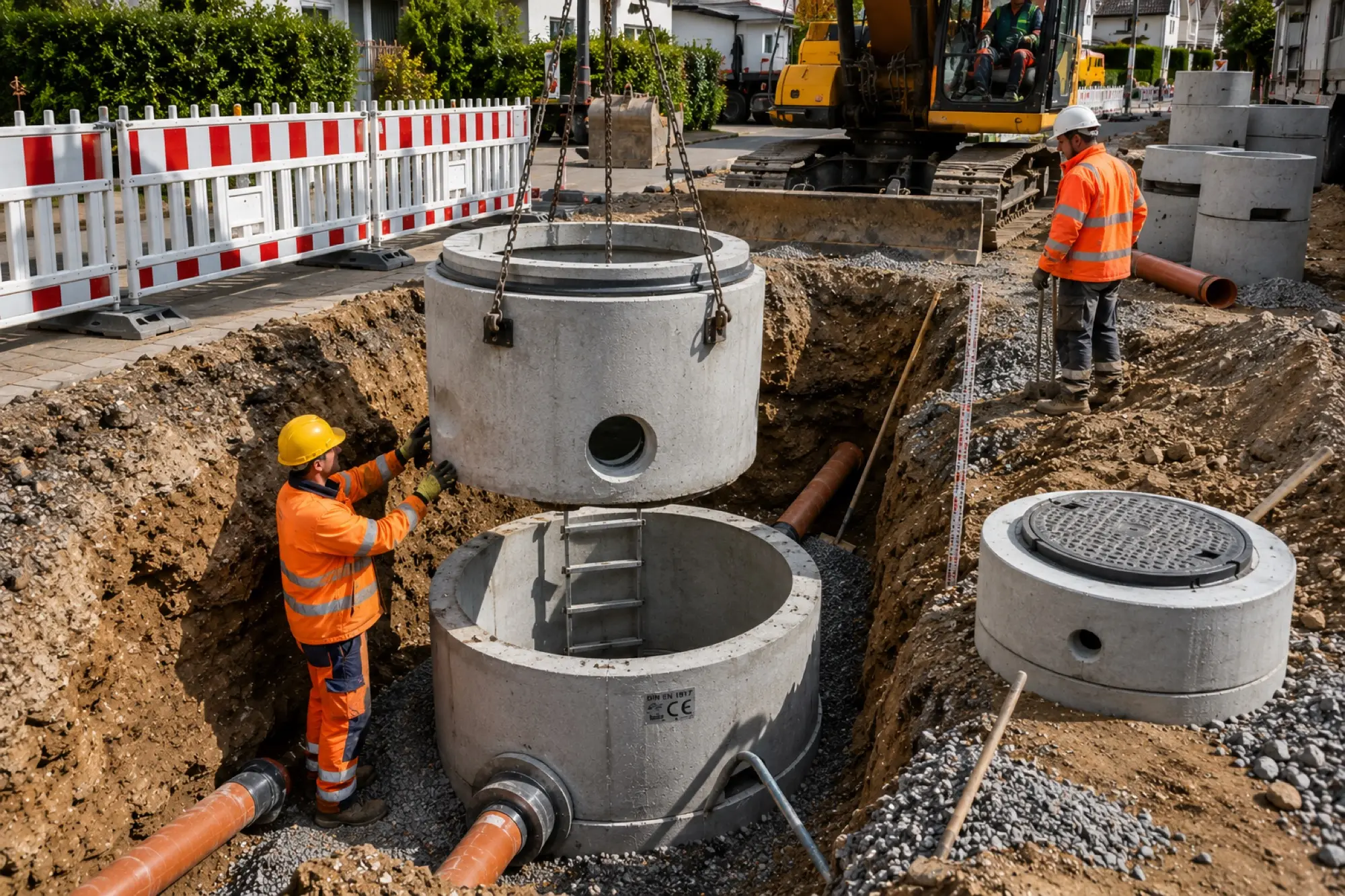 Schachtbau und -einbau – KI-generiert, kein reales Kundenprojekt